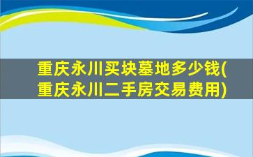 重庆永川买块墓地多少钱(重庆永川二手房交易费用)