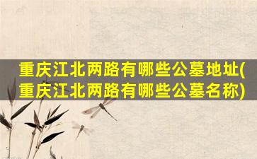 重庆江北两路有哪些公墓地址(重庆江北两路有哪些公墓名称)
