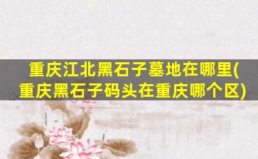 重庆江北黑石子墓地在哪里(重庆黑石子码头在重庆哪个区)