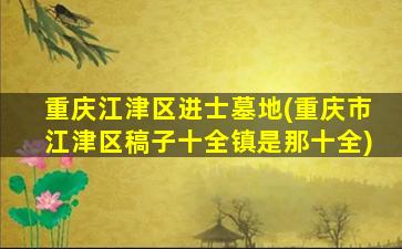 重庆江津区进士墓地(重庆市江津区稿子十全镇是那十全)