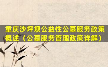 重庆沙坪坝公益性公墓服务政策概述（公墓服务管理政策详解）