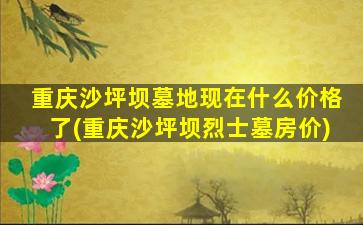 重庆沙坪坝墓地现在什么价格了(重庆沙坪坝烈士墓房价)