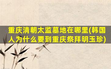 重庆清朝太监墓地在哪里(韩国人为什么要到重庆祭拜明玉珍)