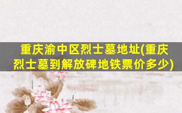 重庆渝中区烈士墓地址(重庆烈士墓到解放碑地铁票价多少)