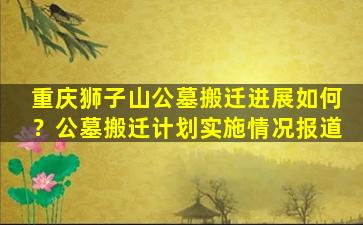 重庆狮子山公墓搬迁进展如何？公墓搬迁计划实施情况报道