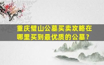 重庆璧山公墓买卖攻略在哪里买到最优质的公墓？
