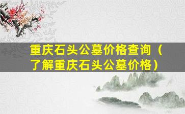 重庆石头公墓价格查询（了解重庆石头公墓价格）