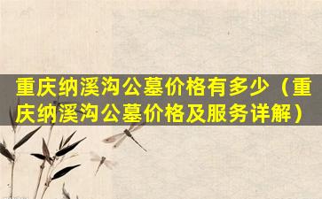 重庆纳溪沟公墓价格有多少（重庆纳溪沟公墓价格及服务详解）