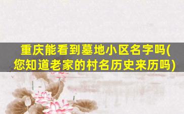 重庆能看到墓地小区名字吗(您知道老家的村名历史来历吗)
