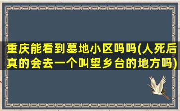 重庆能看到墓地小区吗吗(人死后真的会去一个叫望乡台的地方吗)