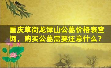 重庆草街龙潭山公墓价格表查询，购买公墓需要注意什么？