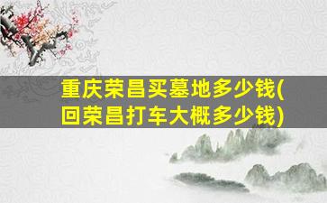 重庆荣昌买墓地多少钱(回荣昌打车大概多少钱)