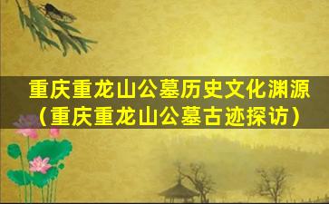 重庆重龙山公墓历史文化渊源（重庆重龙山公墓古迹探访）