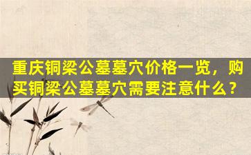 重庆铜梁公墓墓穴价格一览，购买铜梁公墓墓穴需要注意什么？