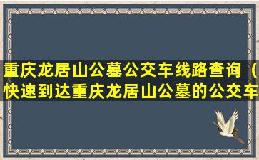 重庆龙居山公墓公交车线路查询（快速到达重庆龙居山公墓的公交车线路）