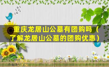 重庆龙居山公墓有团购吗（了解龙居山公墓的团购优惠）