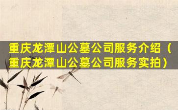 重庆龙潭山公墓公司服务介绍（重庆龙潭山公墓公司服务实拍）