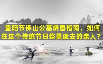 重阳节佛山公墓烧香指南，如何在这个传统节日祭奠逝去的亲人？