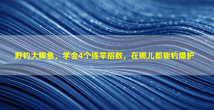 野钓大鲫鱼，学会4个连竿招数，在哪儿都能钓爆护