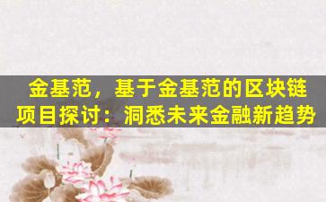 金基范，基于金基范的区块链项目探讨：洞悉未来金融新趋势