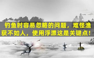 钓鱼时容易忽略的问题，难怪渔获不如人，使用浮漂这是关键点！