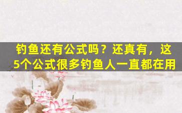 钓鱼还有公式吗？还真有，这5个公式很多钓鱼人一直都在用