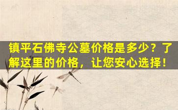 镇平石佛寺公墓价格是多少？了解这里的价格，让您安心选择！