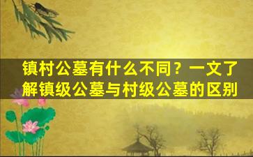 镇村公墓有什么不同？一文了解镇级公墓与村级公墓的区别