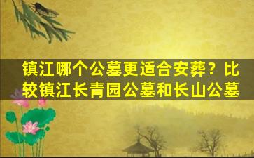 镇江哪个公墓更适合安葬？比较镇江长青园公墓和长山公墓