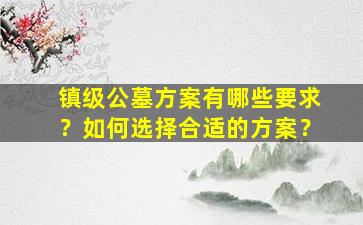 镇级公墓方案有哪些要求？如何选择合适的方案？