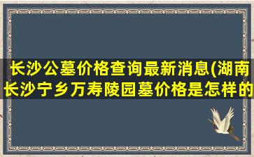 长沙公墓价格查询最新消息(湖南长沙宁乡万寿陵园墓价格是怎样的)