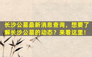 长沙公墓最新消息查询，想要了解长沙公墓的动态？来看这里！