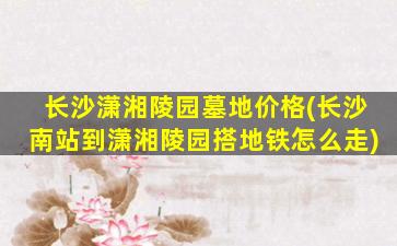 长沙潇湘陵园墓地价格(长沙南站到潇湘陵园搭地铁怎么走)