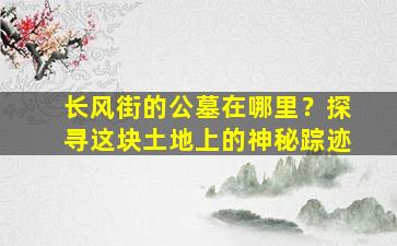 长风街的公墓在哪里？探寻这块土地上的神秘踪迹