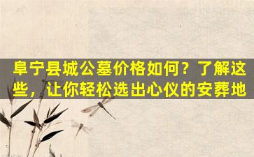 阜宁县城公墓价格如何？了解这些，让你轻松选出心仪的安葬地