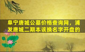 阜宁唐城公墓价格查询网，浦发唐城二期本该换名字开盘的