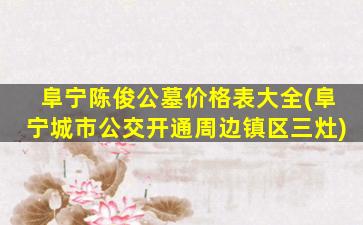 阜宁陈俊公墓价格表大全(阜宁城市公交开通周边镇区三灶)