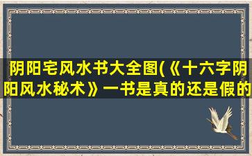 阴阳宅风水书大全图(《十六字阴阳风水秘术》一书是真的还是假的)