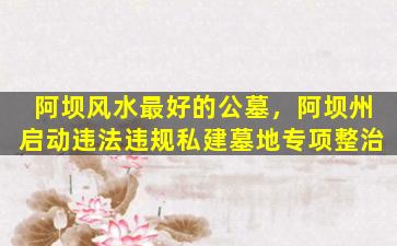阿坝风水最好的公墓，阿坝州启动违法违规私建墓地专项整治