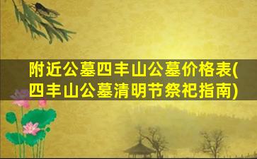 附近公墓四丰山公墓价格表(四丰山公墓清明节祭祀指南)