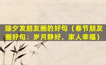 除夕发朋友圈的好句（春节朋友圈好句：岁月静好，家人幸福）