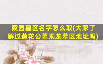 陵园墓区名字怎么取(大家了解过莲花公墓乘龙墓区地址吗)