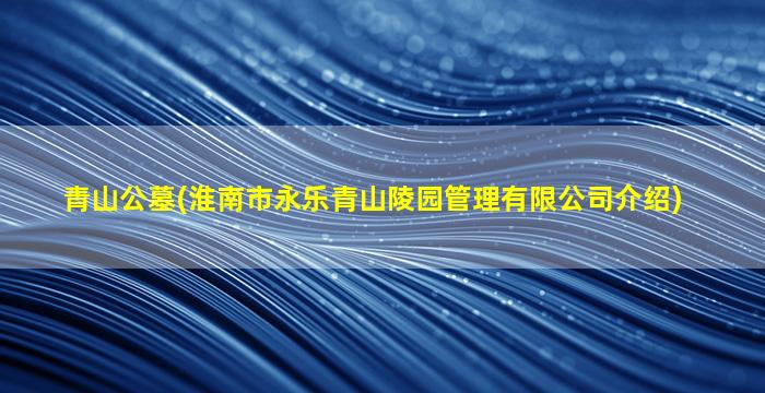 青山公墓(淮南市永乐青山陵园管理有限公司介绍)