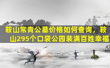 鞍山常青公墓价格如何查询，鞍山295个口袋公园装满百姓幸福