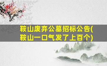 鞍山废弃公墓招标公告(鞍山一口气发了上百个)