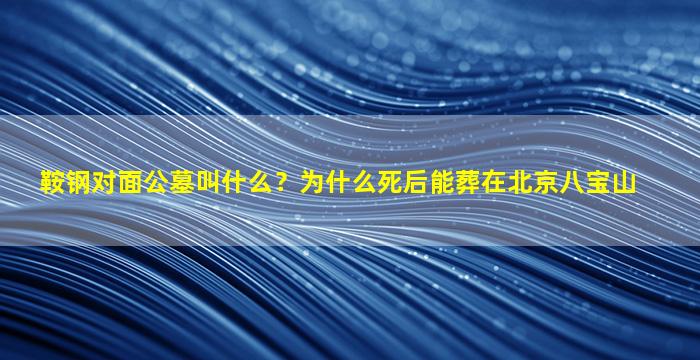 鞍钢对面公墓叫什么？为什么死后能葬在北京八宝山