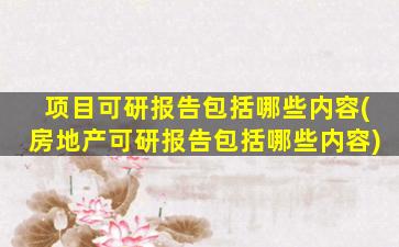 项目可研报告包括哪些内容(房地产可研报告包括哪些内容)