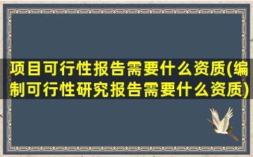 项目可行性报告需要什么资质(编制可行性研究报告需要什么资质)
