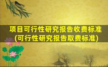 项目可行性研究报告收费标准(可行性研究报告取费标准)