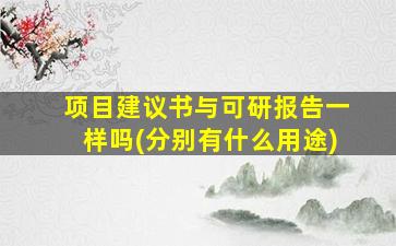 项目建议书与可研报告一样吗(分别有什么用途)